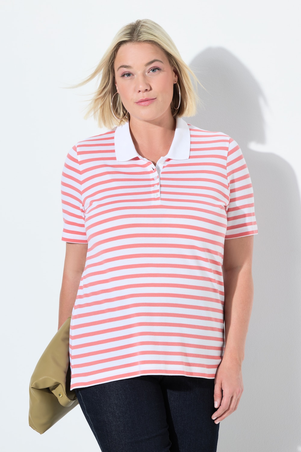 Poloshirt, classic fit, piquÃ©, strepen, korte mouw
