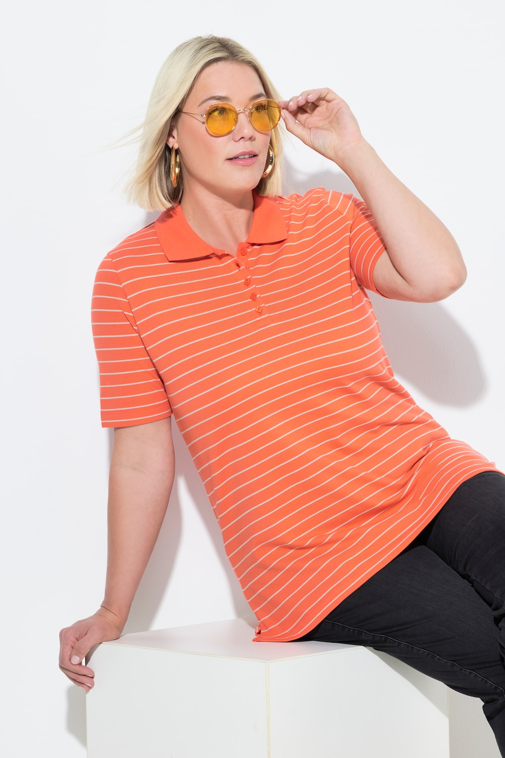 Poloshirt, Classic Fit, Piqué, Ringel, Halbarm