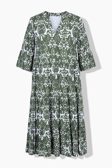 Two Color Print Viscose Dress