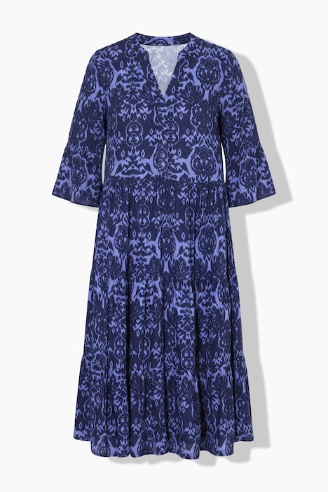 Two Color Print Viscose Dress