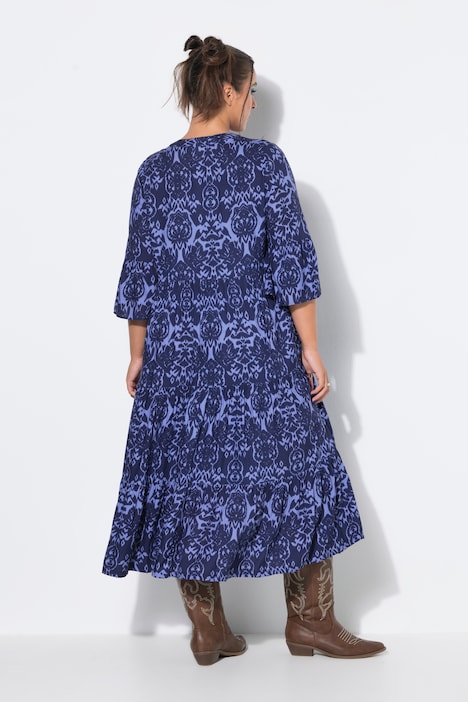 Maxi-jurk, A-lijn, all-over print, volants