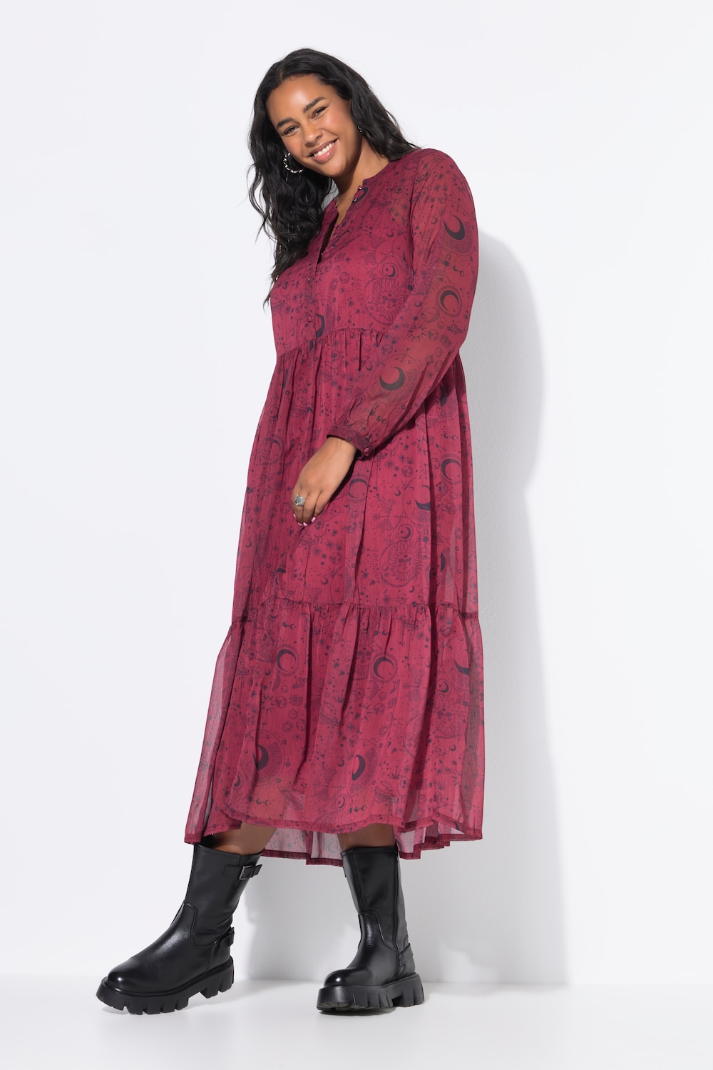 Maxikleid,doppellagig, Astroprint