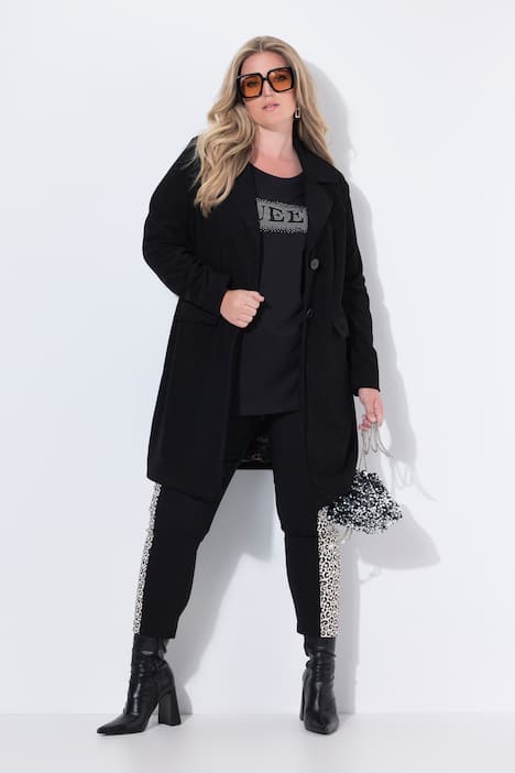 Blazer long en velours, doublure imprimé léopard