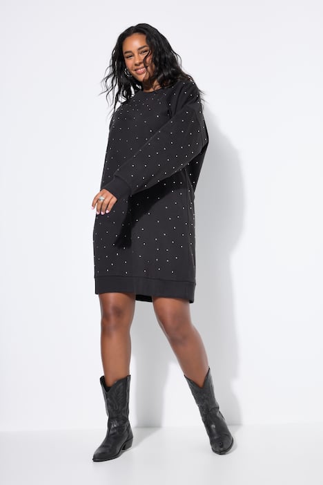 Sweatkleid, oversized, Ziersteinchen