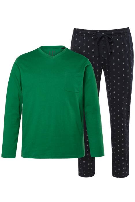 Pyžamo JP1880, kolekce domácího oblečení, dvojdílné, tričké s dlouhými rukávy, vzorované dlouhé kalhoty, do 8XL