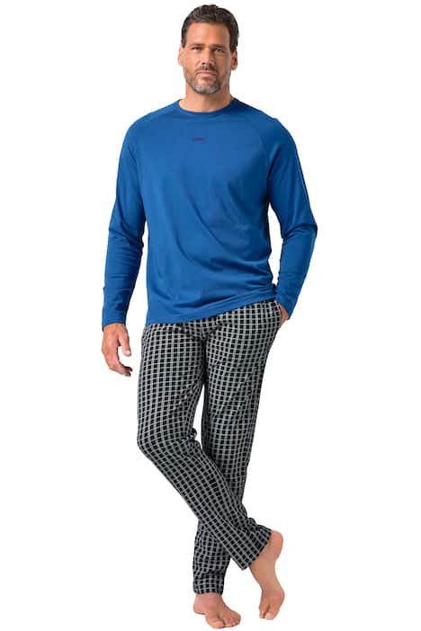 Pyžamo JP1880, kolekce domácího oblečení, dvojdílné, tričko s dlouhými rukávy, kostkované dlouhé kalhoty, do 8XL