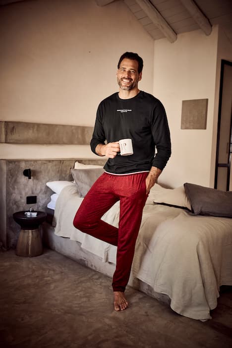 JP1880 Schlafanzug, Bauchfit, Homewear, T-Shirt, lange, gemusterte  Hose, bis 8 XL