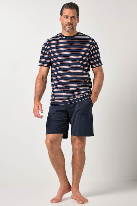 JP1880 Schlafanzug, Homewear, kurzer Zweiteiler, geringeltes T-Shirt, Shorts, bis 8 XL