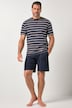 JP1880 Schlafanzug, Homewear, kurzer Zweiteiler, geringeltes T-Shirt, Shorts, bis 8 XL