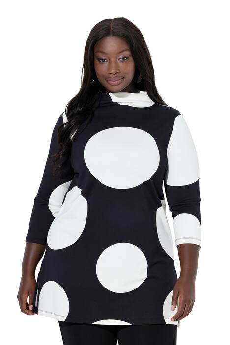 Mikina, puntíky, A střih, stojáček, 3/4 rukávy