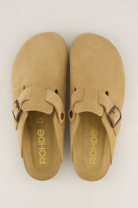 Rohde muiltjes, veloursleer, leren voetbed, wijdte G