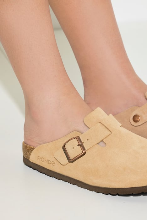 Rohde muiltjes, veloursleer, leren voetbed, wijdte G