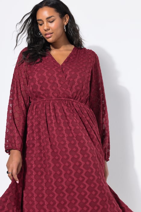 Midikleid, Chiffon mit Rauten, Wickeloptik