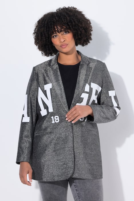Blazer, Straight Fit, Glitzer, Buchstaben-Applikation