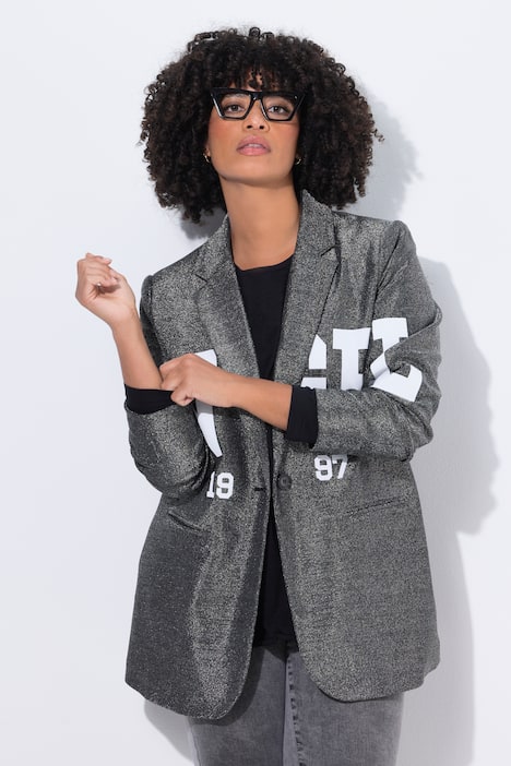 Blazer, Straight Fit, Glitzer, Buchstaben-Applikation