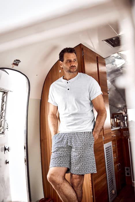 JP1880 Schlafanzug, Bauchfit, Homewear, T-Shirt, gemusterte Hose, bis 8 XL