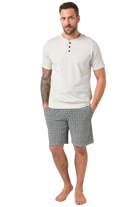 Pyžamo JP1880, břišní střih, kolekce domácí oblečení, tričko, vzorované kalhoty, do 7XL