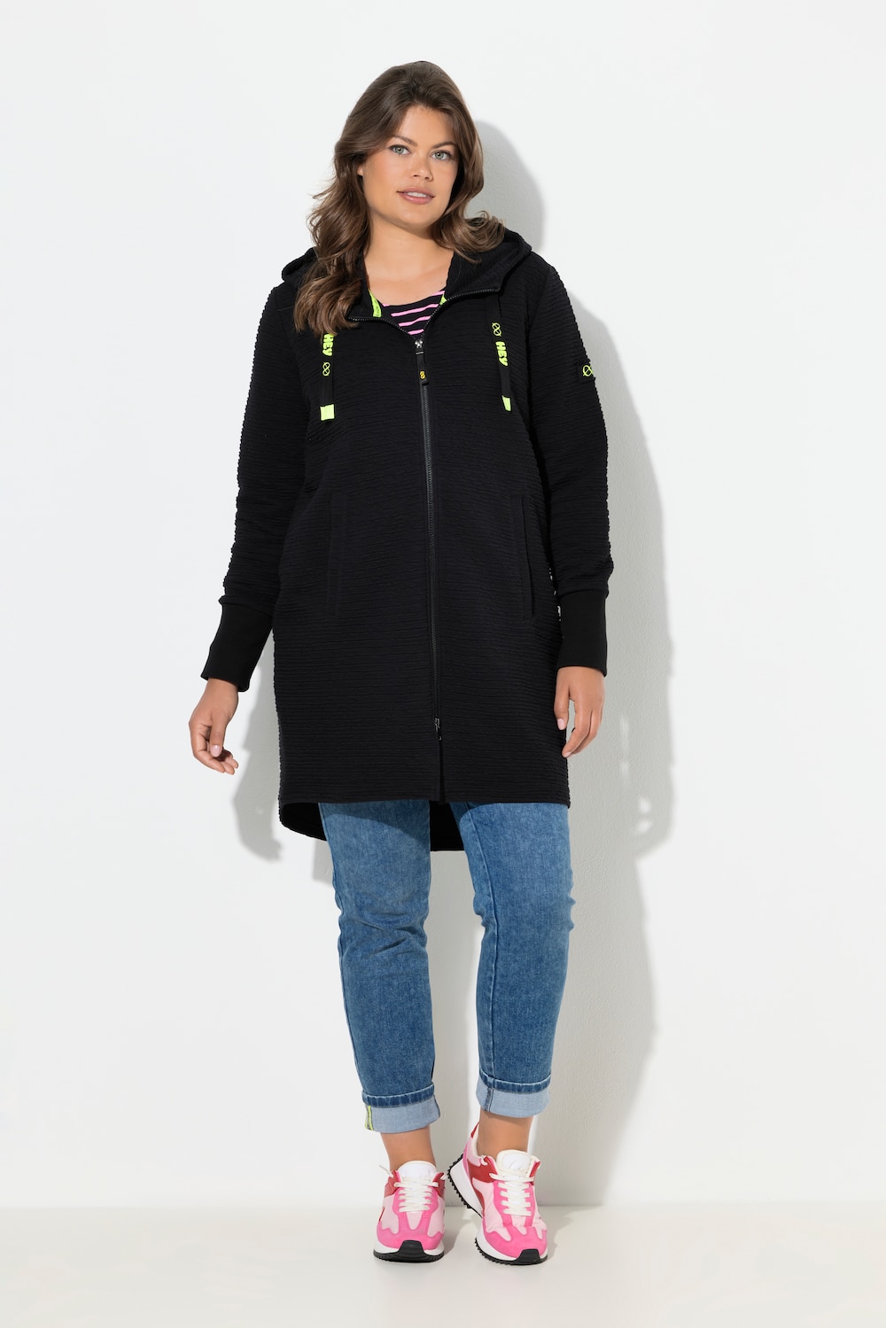 Große Größen Sweatjacke, Damen, schwarz, Größe: 40/42, Baumwolle, LAURASON