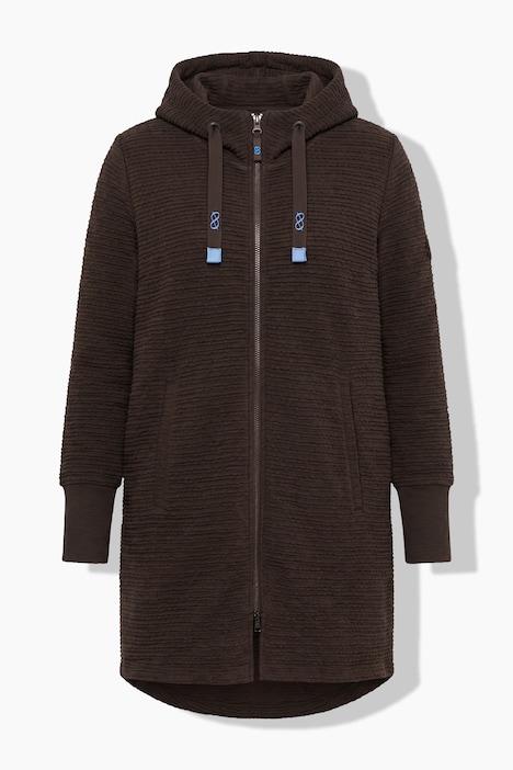 Strucktur-Sweatjacke, Langarm, Kapuze
