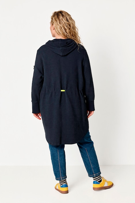 Strucktur-Sweatjacke, Langarm, Kapuze