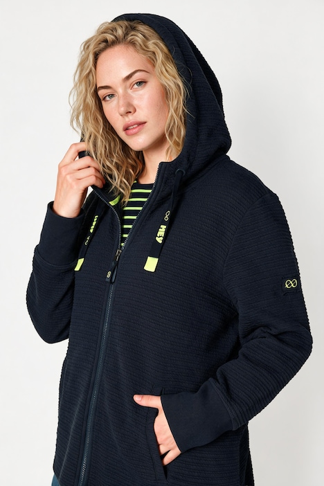 Strucktur-Sweatjacke, Langarm, Kapuze