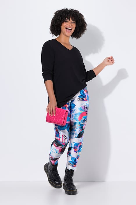 Leggings, Slim Fit, Schmetterlings/Blumen-Muster