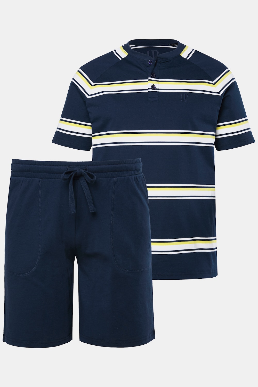 Schlafanzug, Homewear, kurzer Zweiteiler, T-Shirt, Ringel-Shorts, bis 8 XL