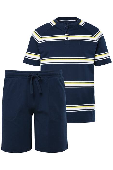 pyžamo, domácí oblečení, krátká dvoudílná souprava, tričko, pruhované šortky, do velikosti 8XL.