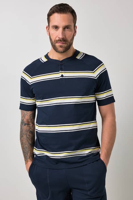 Schlafanzug, Homewear, kurzer Zweiteiler, T-Shirt, Ringel-Shorts, bis 8 XL