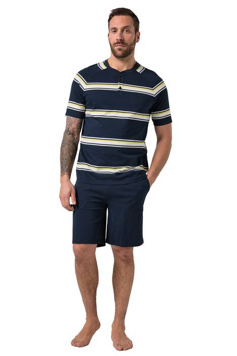 pyžamo, domácí oblečení, krátká dvoudílná souprava, tričko, pruhované šortky, do velikosti 8XL.