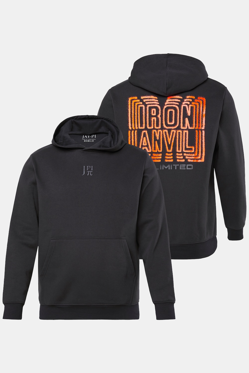 JAY-PI hoodie, fitness, capuchontrui, print op de achterkant, tot 7XL