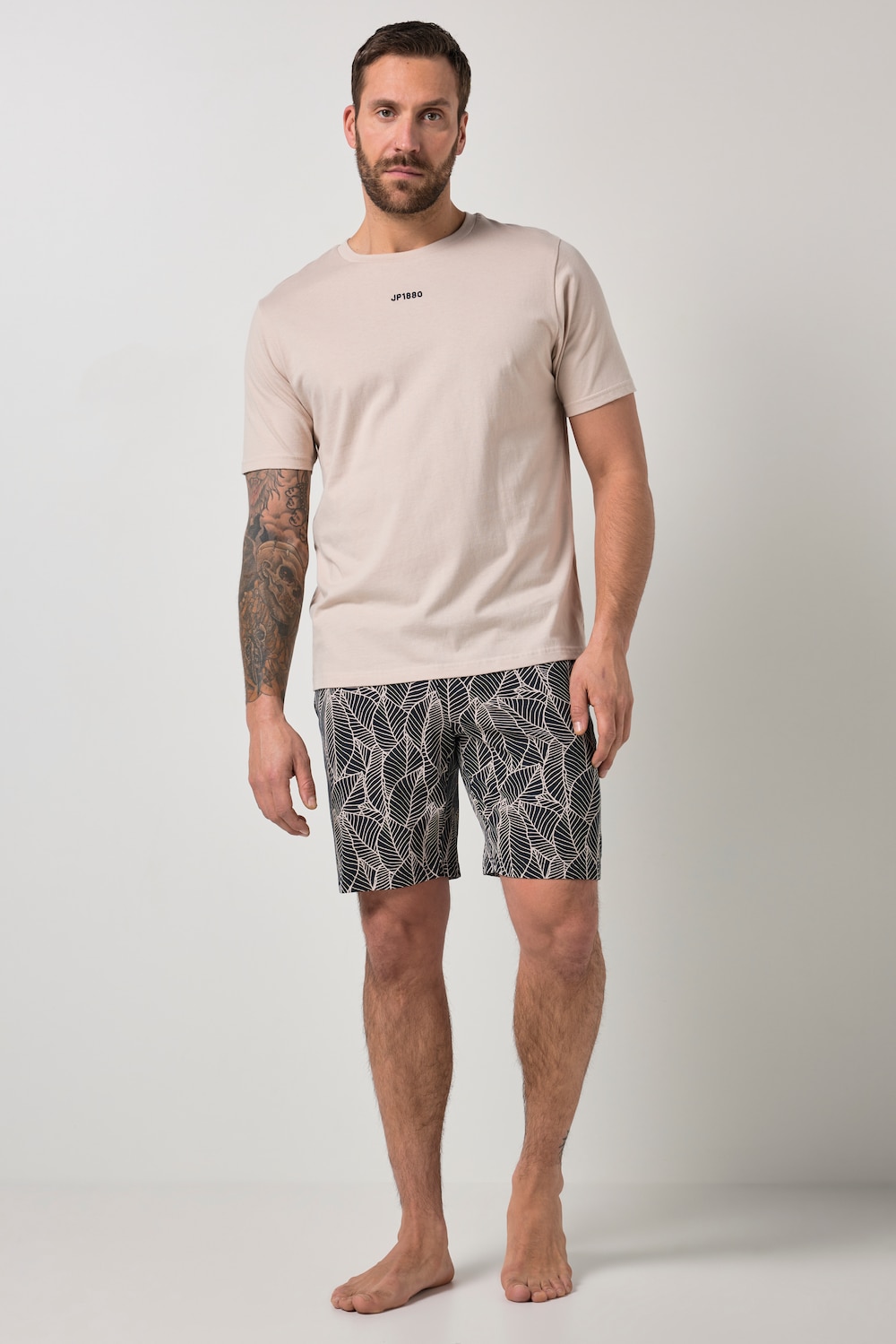 Schlafanzug, Homewear, kurzer Zweiteiler, T-Shirt, gemusterte Shorts, bis 8 XL