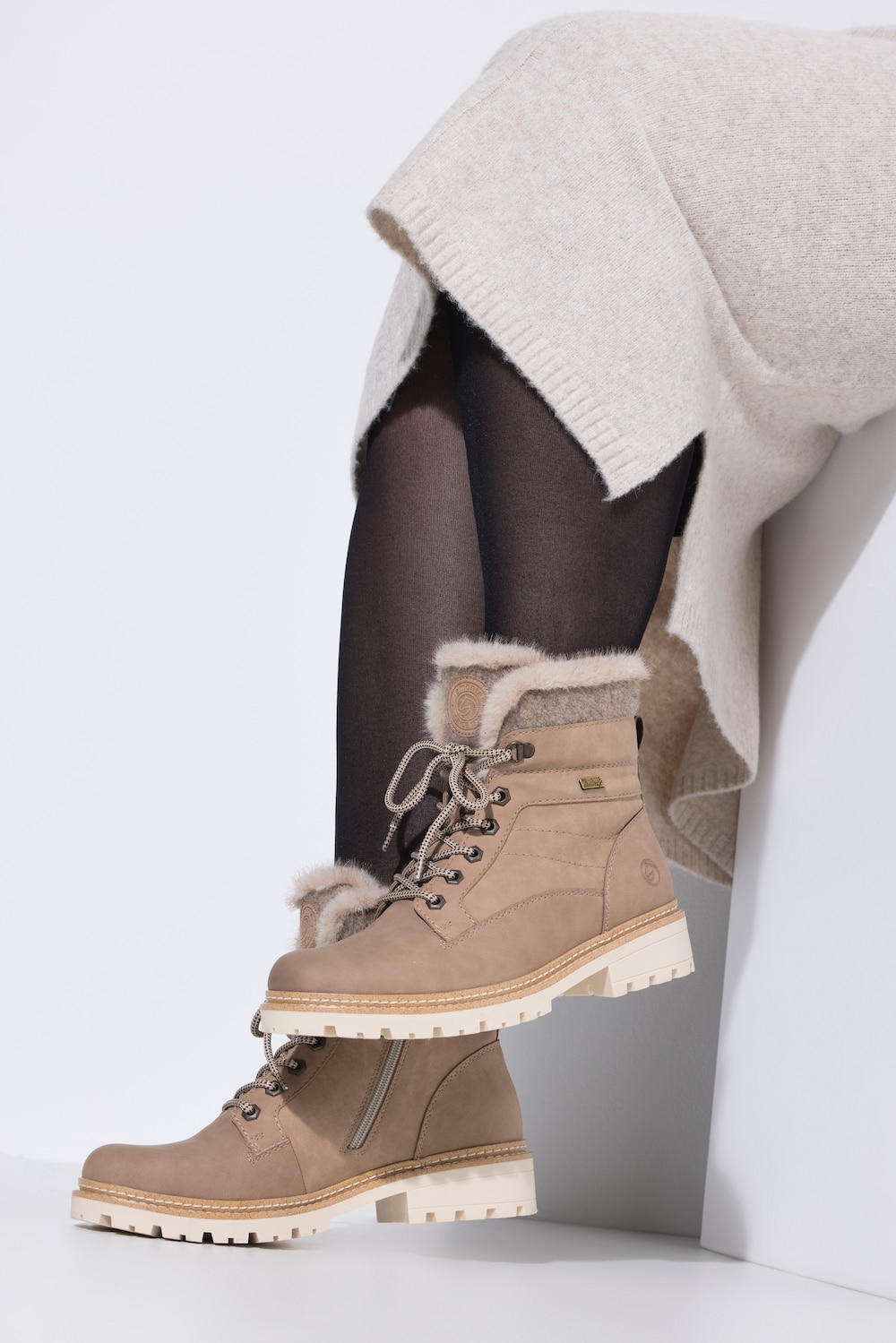 Stora storlekar Skinnboots, Dam, brun, storlek: 38, Annat/Syntetfibrer/Läder, Ulla Popken