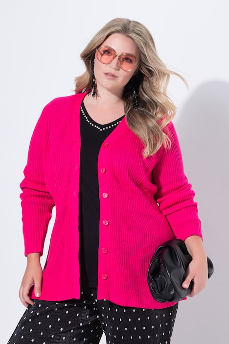 Chaqueta de punto, forma en A, faldilla, manga larga
