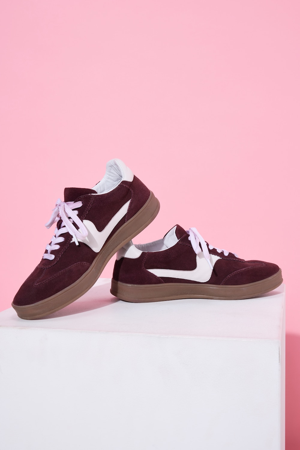 Leder-Sneaker, Streifen, Weite H