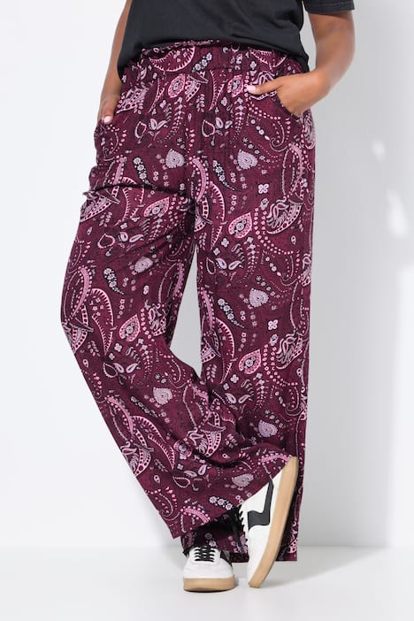 Pantalon palazzo taille haute et jambe large. Imprimé intégral