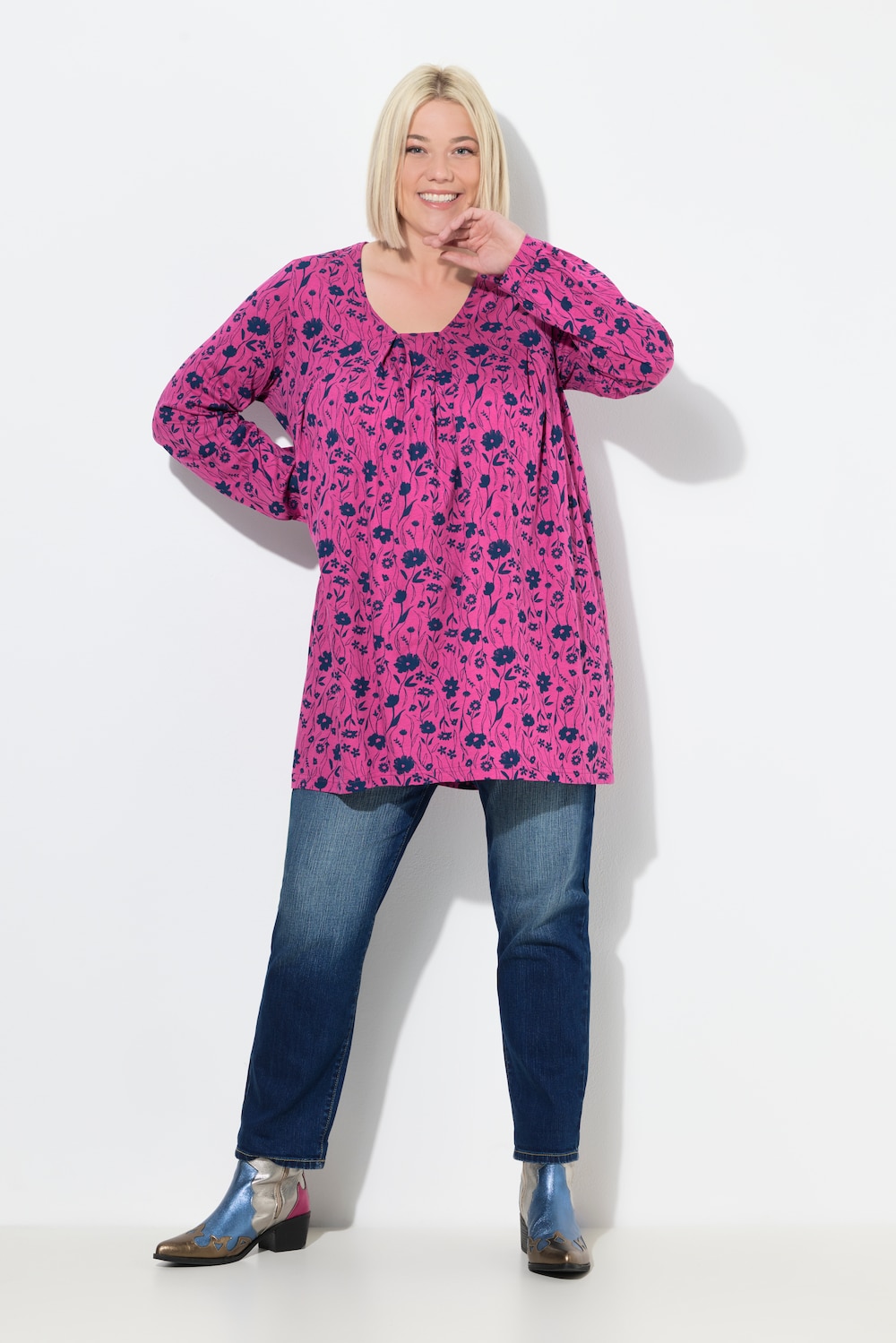 Thumbnail - Große Größen Shirt, Damen, rosa, Größe: 54/56, Baumwolle/Synthetische Fasern, Ulla Popken