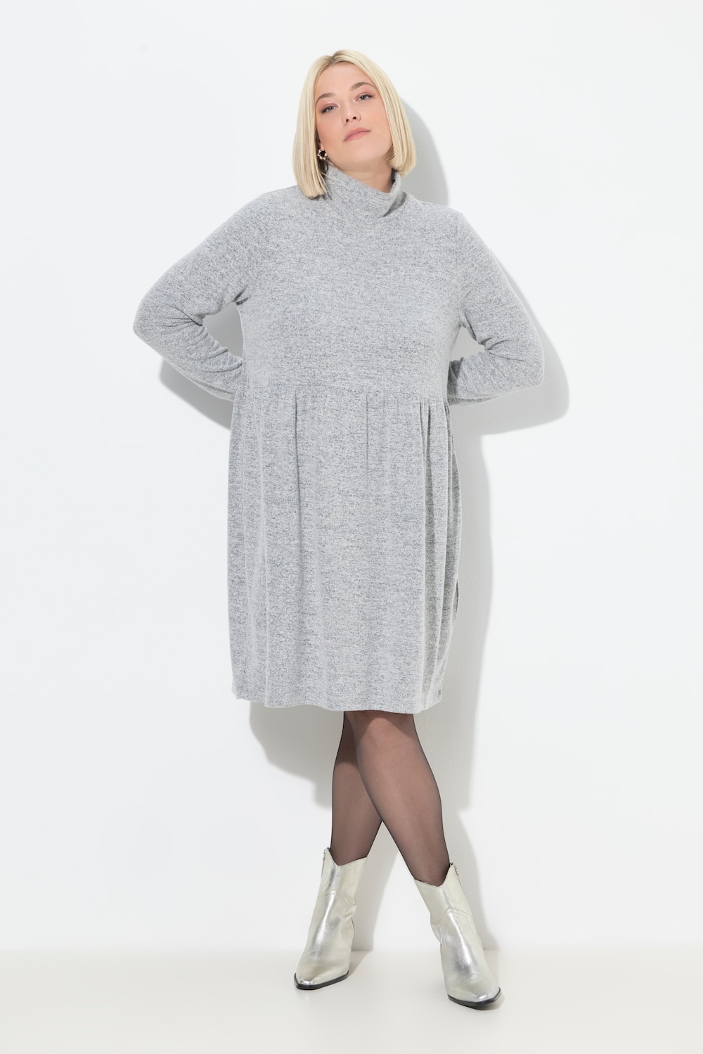 Große Größen Strickkleid, Damen, grau, Größe: 62/64, Polyester/Viskose, Ulla Popken