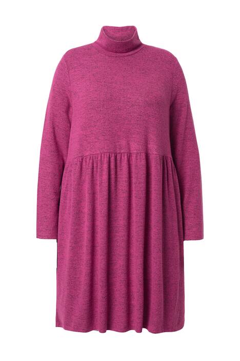 Úpletové šaty, A střih, stojáček, dlouhé rukávy