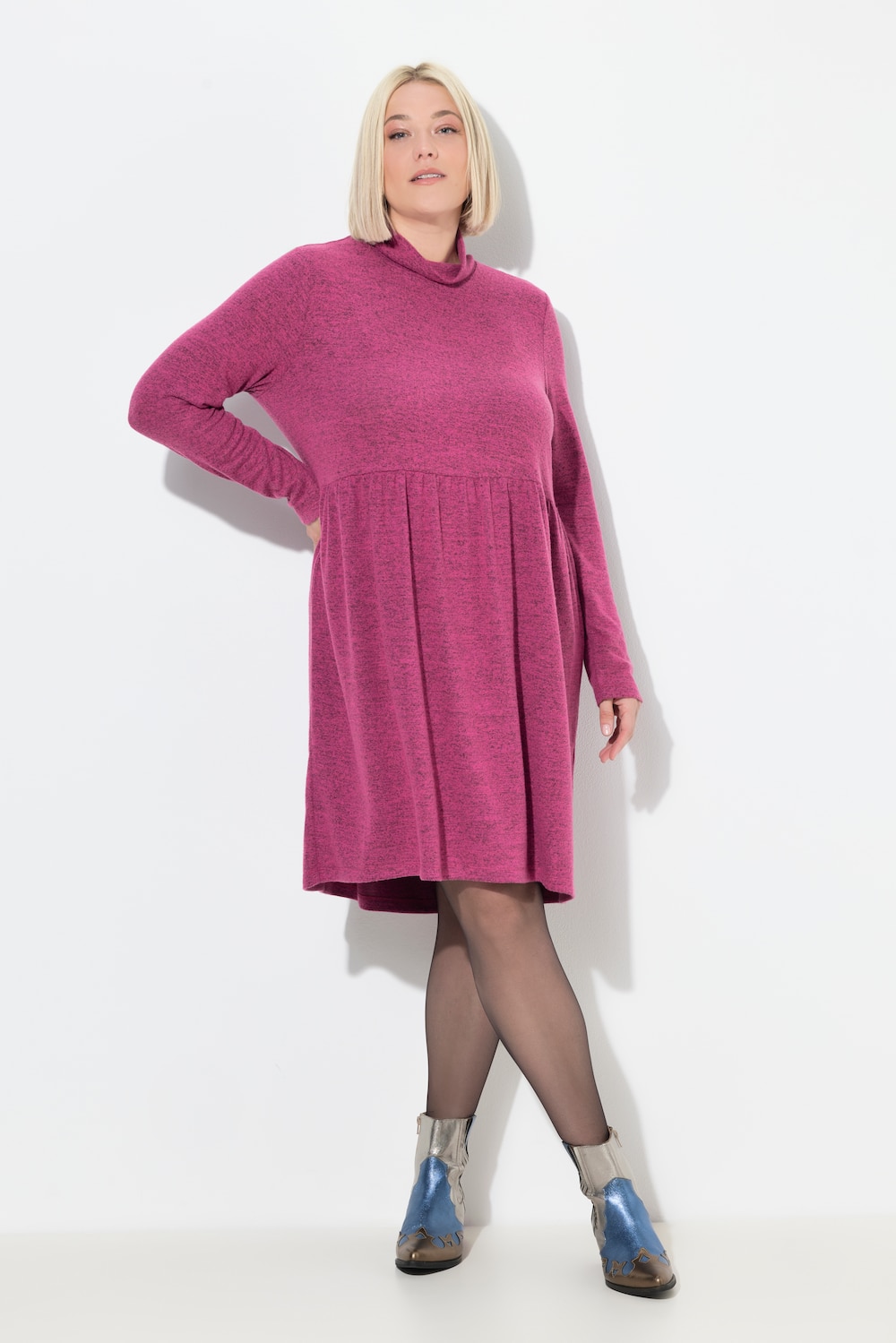 Große Größen Strickkleid, Damen, rosa, Größe: 46/48, Polyester/Viskose, Ulla Popken