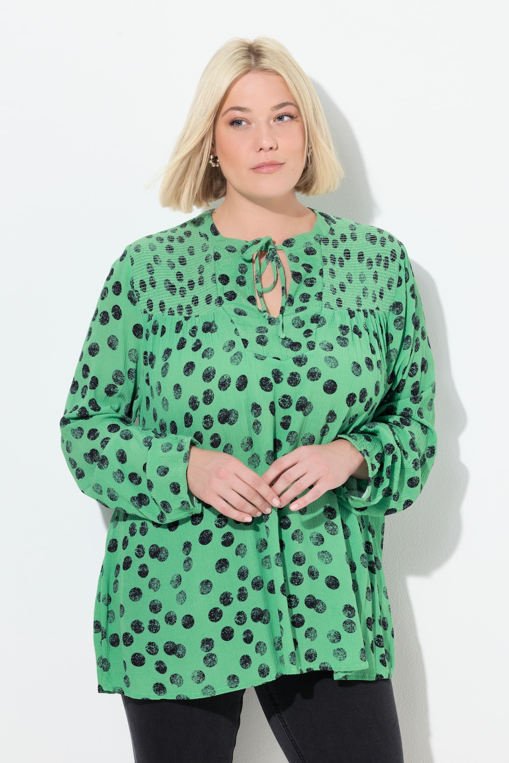 Große Größen Smokbluse, Damen, grün, Größe: 58/60, Viskose, Ulla Popken