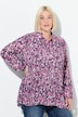 Plissee-Bluse, Blüten, A-Linie, Hemdkragen, Langarm
