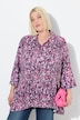 Plissee-Bluse, Blüten, A-Linie, Hemdkragen, Langarm