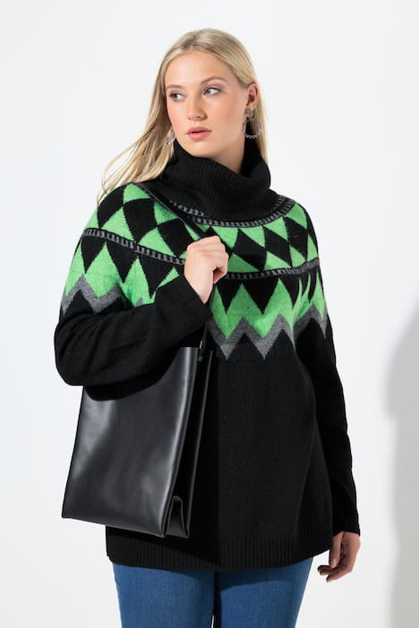 Pullover, Norwegermuster, Rollkragen, Langarm