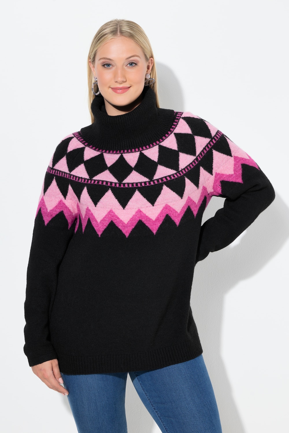 Große Größen Pullover, Damen, rosa, Größe: 50/52, Synthetische Fasern/Polyester, Ulla Popken