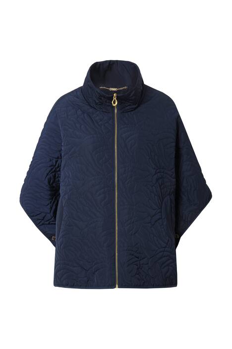 Prošívané pončo, oversize, sametová lemovka, stojáček