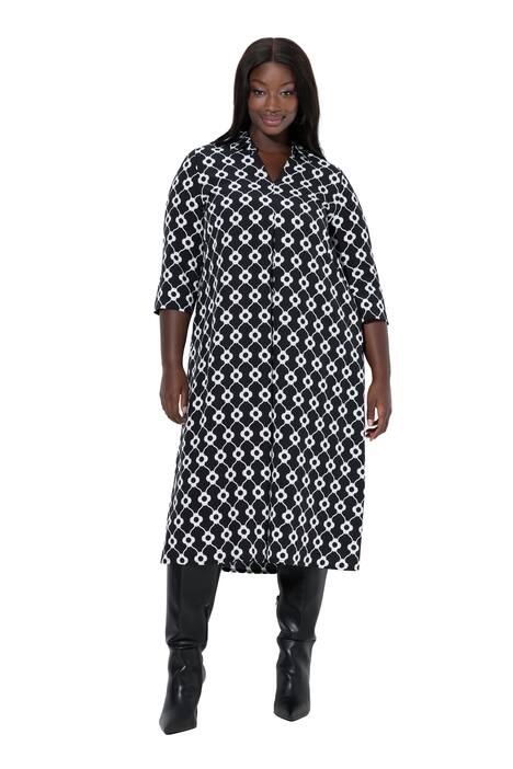 Lyocellové midi šaty, květy, A střih, výstřih do V, 3/4 rukváy