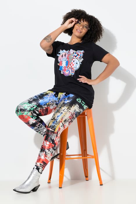 Legging, all-over print, elastische tailleband