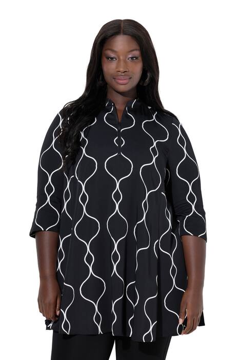 Saténová halenka, A střih, stojáček, zip, 3/4 rukávy