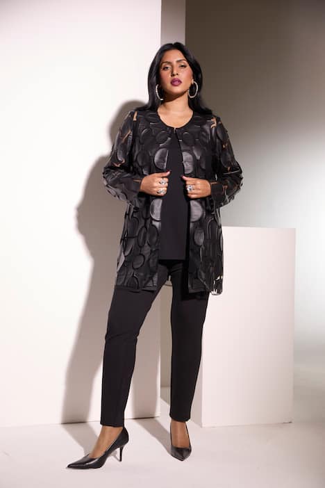 Jacke, Lederoptik, A-Linie, Rundhals, Hakenverschluss